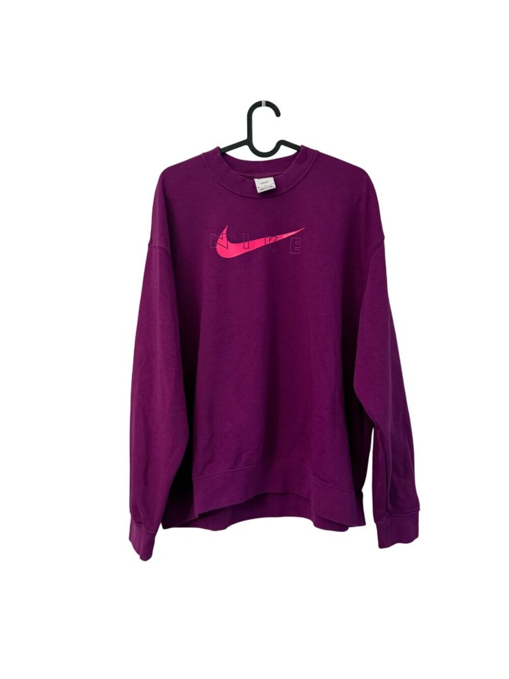 Nike Dri Fit Fuchsia Big Logo Oversized Crewneck Sweatshirt Womens Size Medium